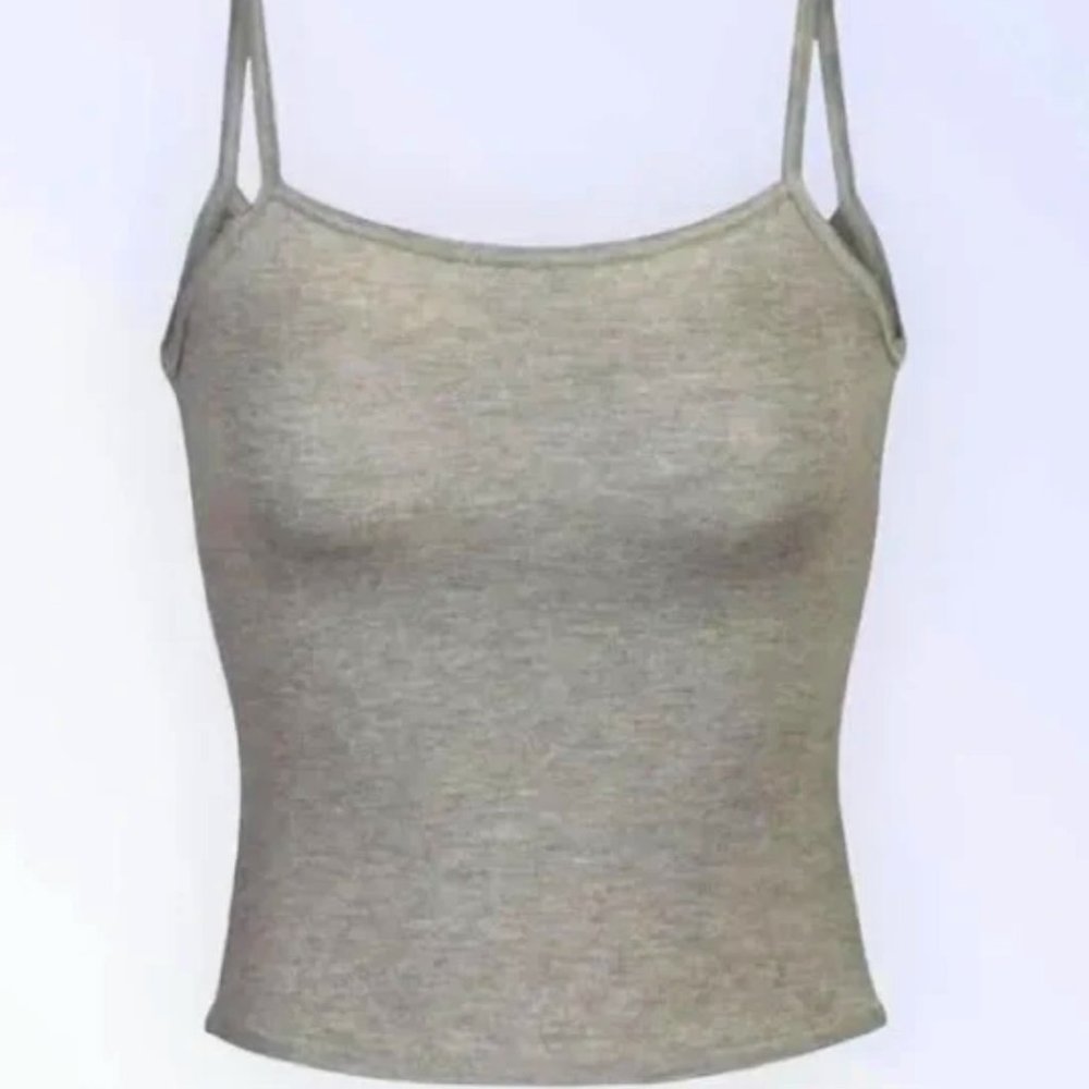 SKIMS Tops Skims Womens Gray Rayon Scoop Neck Tank Spaghetti Strap Sz Small NWT